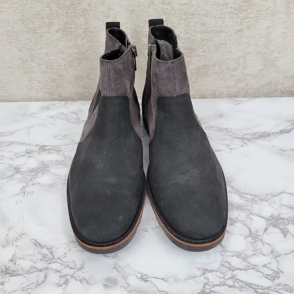Timberland Men's Size 9.5 Kendrick Chelsea Boots Black Leather Gray Suede